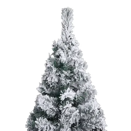 VidaXL kunstkerstboom met sneeuwvlokken smal 150cm PVC groen 3