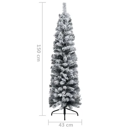 VidaXL kunstkerstboom met sneeuwvlokken smal 150cm PVC groen 6