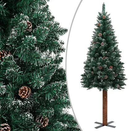 vidaXL kunstkerstboom groen PVC/massief grenenhout/gepoedercoat staal 150 cm