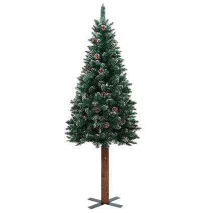 vidaXL kunstkerstboom groen PVC/massief grenenhout/gepoedercoat staal 150 cm 2