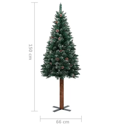 vidaXL kunstkerstboom groen PVC/massief grenenhout/gepoedercoat staal 150 cm 6