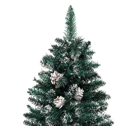 vidaXL Kerstboom met echt hout en sneeuw smal 180 cm groen 3