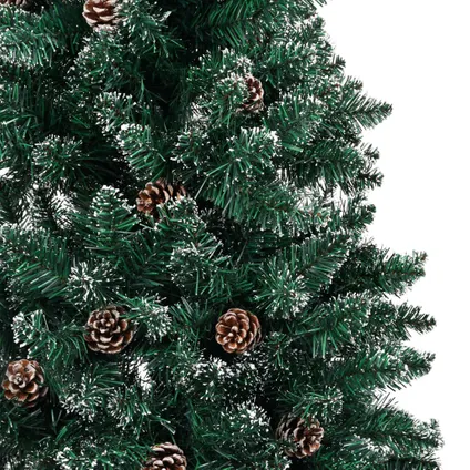 vidaXL Kerstboom met echt hout en sneeuw smal 180 cm groen 4