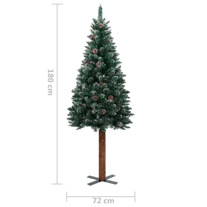 vidaXL Kerstboom met echt hout en sneeuw smal 180 cm groen 6