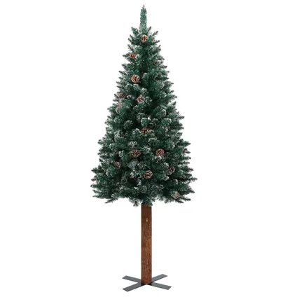 onderschrift slagader Geologie VidaXL Kerstboom met echt hout en witte sneeuw smal 210 cm groen