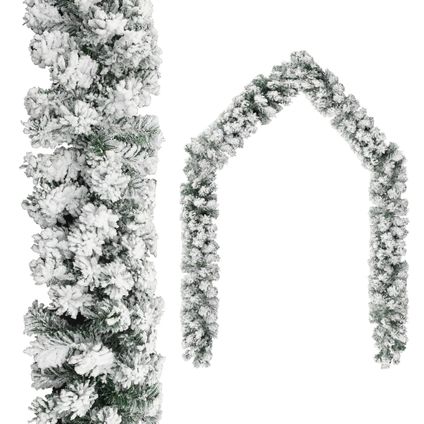 vidaXL Kerstslinger met sneeuw 20 m PVC groen
