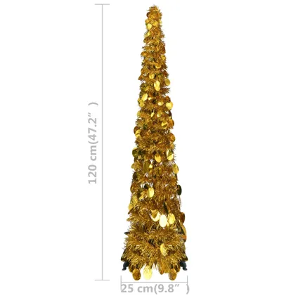 vidaXL Kunstkerstboom pop-up 120 cm PET goudkleurig 6