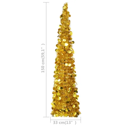 vidaXL Kunstkerstboom pop-up 150 cm PET goudkleurig 5