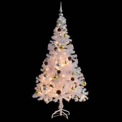 VidaXL Kunstkerstboom versierd met kerstballen en LED's 150 cm wit 3
