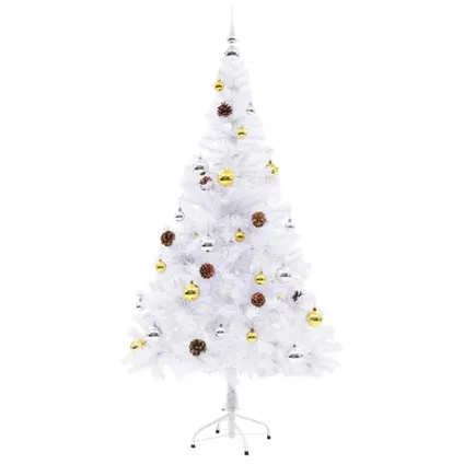 VidaXL Kunstkerstboom versierd met kerstballen en LED's 150 cm wit 4