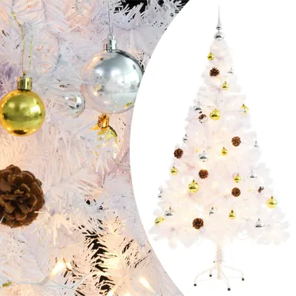 VidaXL Kunstkerstboom versierd met kerstballen en LED's 150 cm wit 6