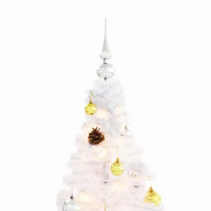 VidaXL Kunstkerstboom versierd met kerstballen en LED's 150 cm wit 7