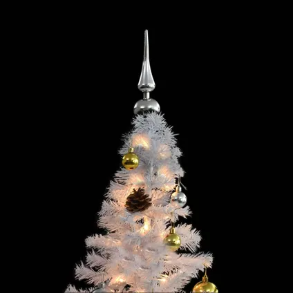 VidaXL kunstkerstboom met verlichting + kerstballen 180cm wit 3