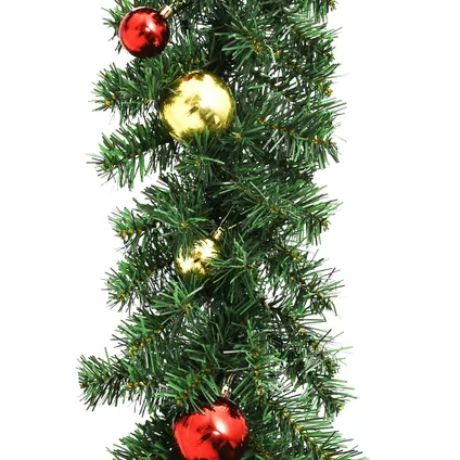 vidaXL Kerstslinger versierd met kerstballen en LED-lampjes 10 m 4