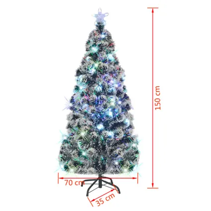 vidaXL Kerstboom met LED en standaard 150 cm glasvezel 8