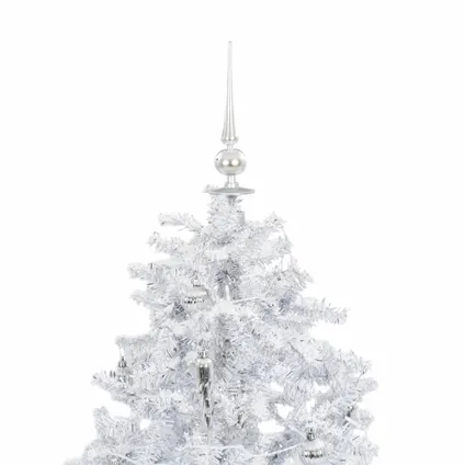VidaXL kunstkerstboom met verlichting sneeuwend met paraplubasis 140cm wit 7