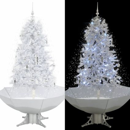 VidaXL Kerstboom sneeuwend met paraplubasis 170 cm wit