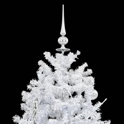 VidaXL kunstkerstboom met verlichting sneeuwend met paraplubasis 170cm wit 3