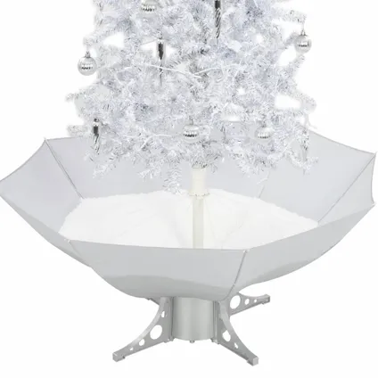 VidaXL kunstkerstboom met verlichting sneeuwend met paraplubasis 170cm wit 7