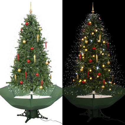 VidaXL kerstboom sneeuwend met paraplubasis 190 cm groen