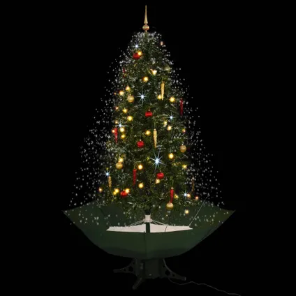VidaXL kunstkerstboom met verlichting sneeuwend met paraplubasis 190cm groen 3