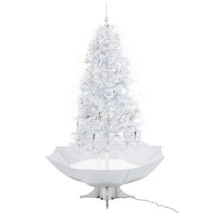 vidaXL Kerstboom sneeuwend met paraplubasis 190 cm wit 2