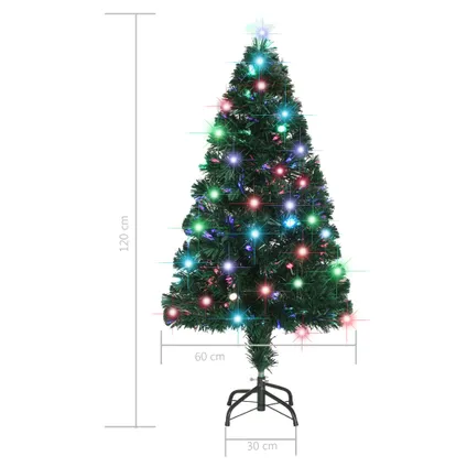 vidaXL Kerstboom met LED en standaard 120 cm glasvezel 10