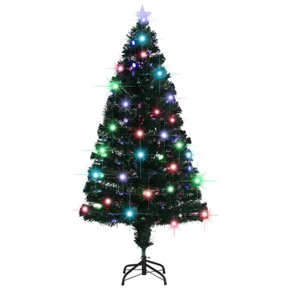 vidaXL Arbre de Noël pré-éclairé avec support 150 cm fibre 3