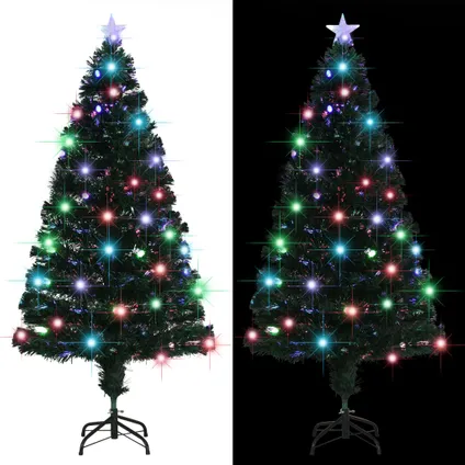 vidaXL Arbre de Noël pré-éclairé avec support 150 cm fibre 4