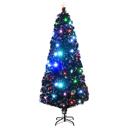 vidaXL Kerstboom met LED en standaard 210 cm glasvezel 2