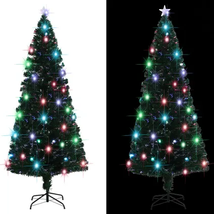 vidaXL Arbre de Noël pré-éclairé avec support 210 cm fibre 3