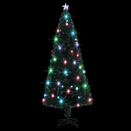 vidaXL Arbre de Noël pré-éclairé avec support 210 cm fibre 4
