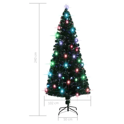 vidaXL Arbre de Noël pré-éclairé avec support 210 cm fibre 9