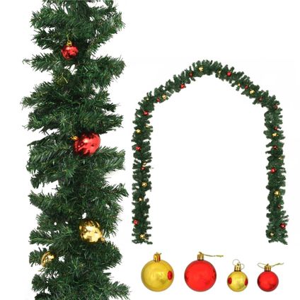 VidaXL Kerstslinger versierd met kerstballen 20 m