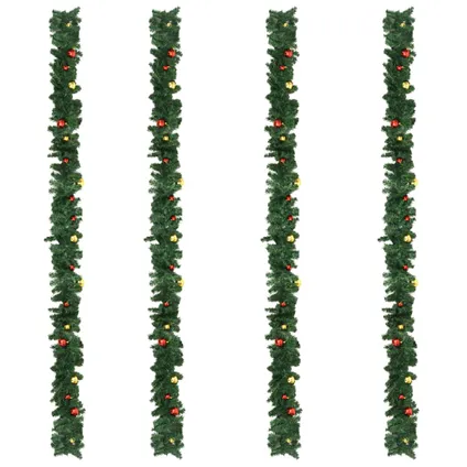 vidaXL Kerstslingers 4 st met kerstballen 270 cm PVC groen 4