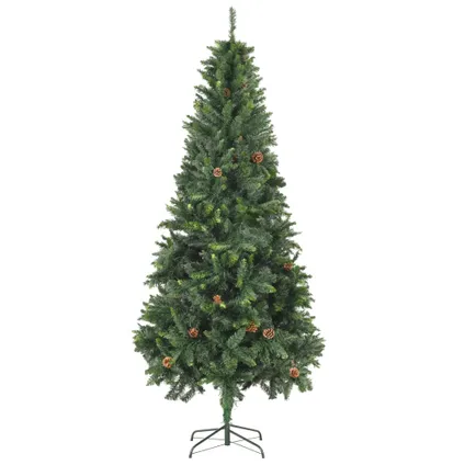 VidaXL kunstkerstboom met dennenappels 210cm groen 2