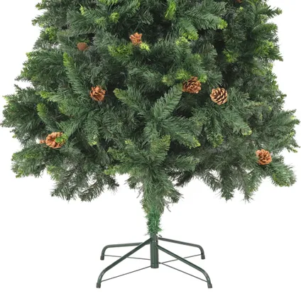 VidaXL kunstkerstboom met dennenappels 210cm groen 6