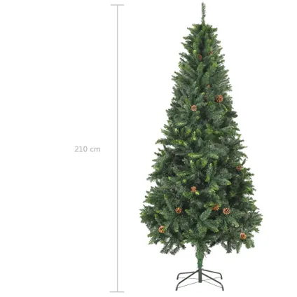 VidaXL kunstkerstboom met dennenappels 210cm groen 7