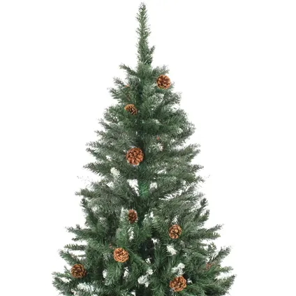 VidaXL kunstkerstboom met dennenappels en wit glitter 210cm 3