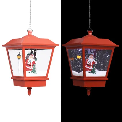 vidaXL Kersthanglamp met LED-lamp en kerstman 27x27x45 cm rood 2