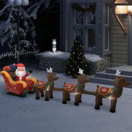 vidaXL Décoration gonflable de Père Noël et de rennes LED 490 cm 2