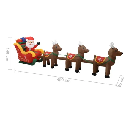 vidaXL Décoration gonflable de Père Noël et de rennes LED 490 cm 9