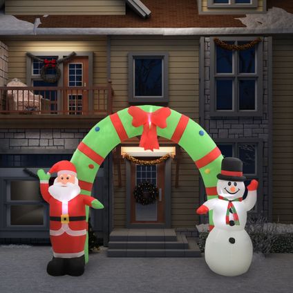 VidaXL kerstboog kerstman en sneeuwpop opblaasbaar LED 280cm