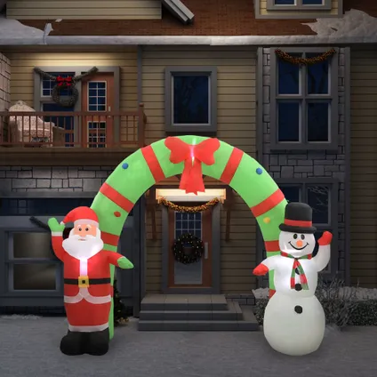 vidaXL Kerstboog kerstman en sneeuwpop opblaasbaar LED 223 cm 2