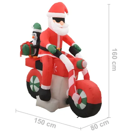 VidaXL kerstman opblaasbaar op motorfiets LED IP44 160cm  8