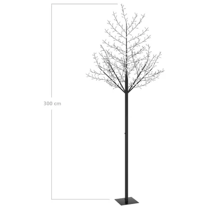 vidaXL Sapin de Noël 600 LED blanc chaud Cerisier en fleurs 300 9