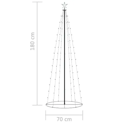 VidaXL kegelkerstboom 100 LED lampjes meerkleurig 70x180cm  6
