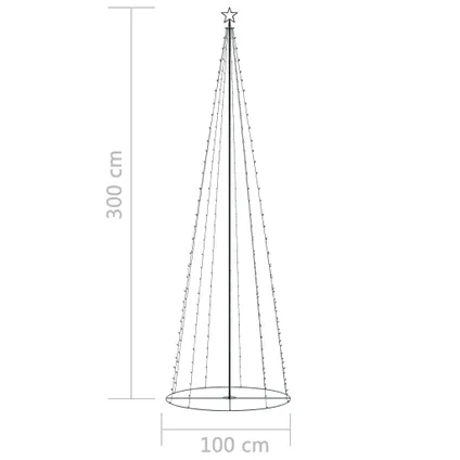 VidaXL kegelkerstboom 330 LED lampjes meerkleurig 100x300cm  6