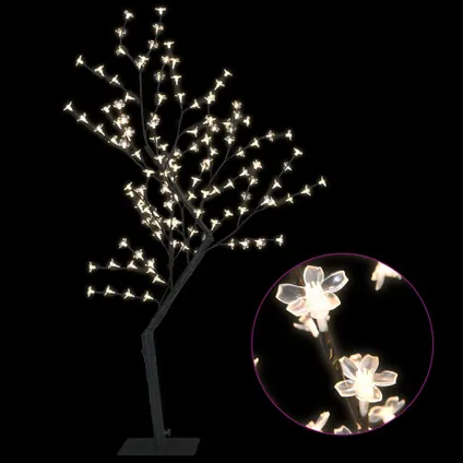 vidaXL Sapin de Noël 128 LED blanc chaud Cerisier en fleurs 120 3