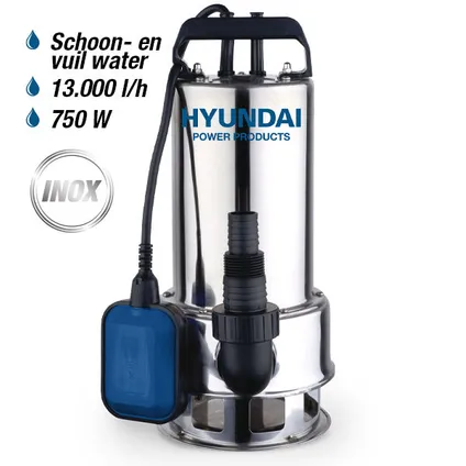 Pompe pour eaux claires & sale Hyundai 750W inox 2